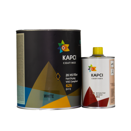 Kapci 2K HB 626 White Primer Kit Inc 653 Extra Fast Hardener - 3.6 Litre