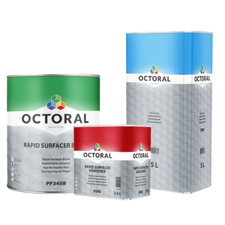 Octoral PF345 - Rapid Surfacer Kit (Black) inc Hardener & Clearcoat