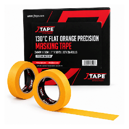 JTAPE 130°C Flat Orange Precision Masking Tape 24mm x 50m (Box of 36)