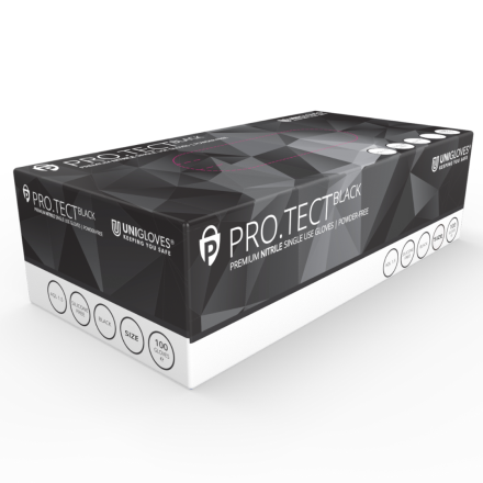 Premium Pro-Tect Black Nitrile Gloves - Box of 100 - Medium