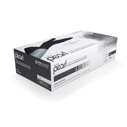 Black Pearl Nitrile Powder Free Gloves - Box of 100 - Medium
